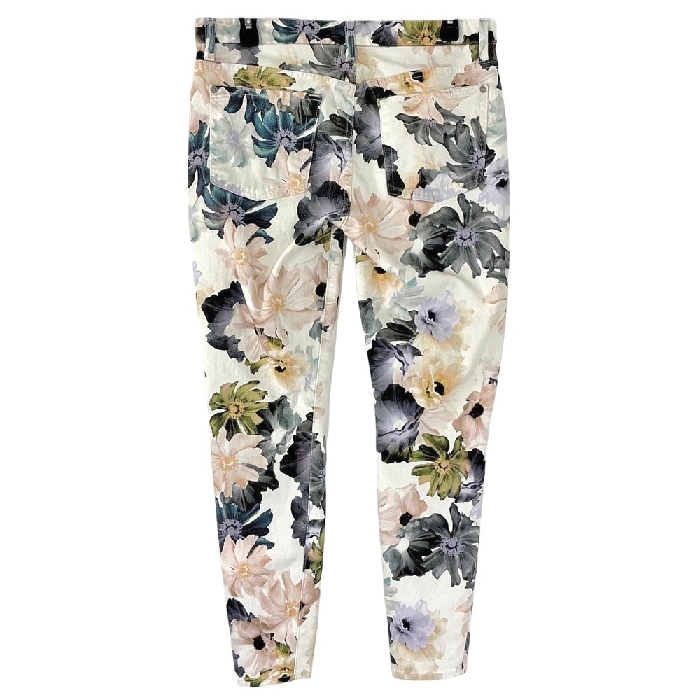 7 For All Mankind Women's Size 32 Floral Print Jeans‎ Straight Leg High Rise - Picture 8 of 12